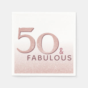 50 och Fabulous Birthday Ro Guld Elegant Text Pappersservett