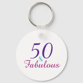 50 och Fabulous Birthday Rosa Lila Blue Nyckelring