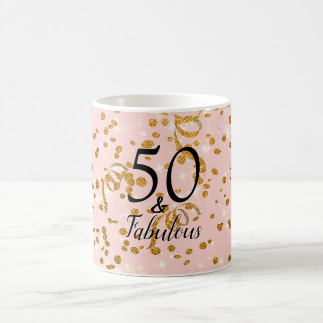 50 och Fabulous Birthday Rosa med Gud Confetti Kaffemugg (Center)