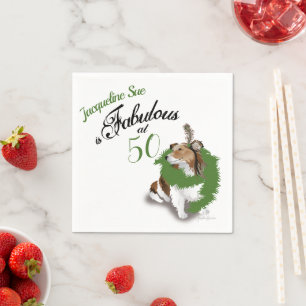 50 och Fabulous Birthday Sheltie Grönt Hund Pappersservett