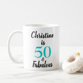 50 och Fabulous Birthday Turcos Black White Kaffemugg