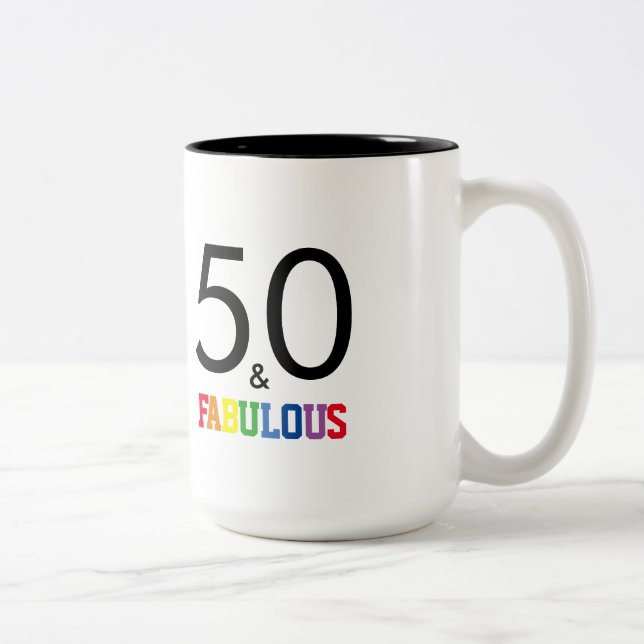 50 och Fabulous Birthday Två-Tonad Mugg (Höger)