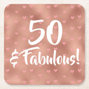 50 och Fabulous Birthday Underlägg Papper Kvadrat