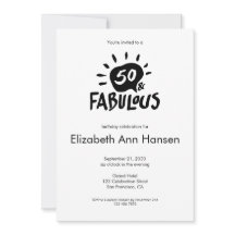 50 och Fabulous Black 50:e födelsedagsinbjudan