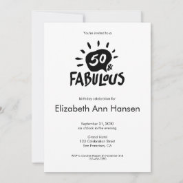 50 och Fabulous Black 50:e födelsedagsinbjudan Inbjudningar