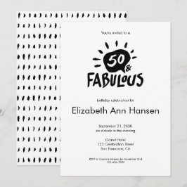 50 och Fabulous Black 50:e födelsedagsinbjudan Inbjudningar