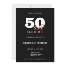 50 och Fabulous Black 50:e födelsedagsinbjudan