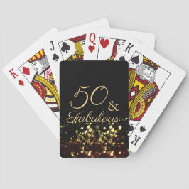 50 och Fabulous Black and Guld Birthday Casinokort