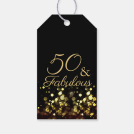 50 och Fabulous Black and Guld Birthday Presentetikett