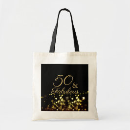 50 och Fabulous Black and Guld Birthday Tygkasse
