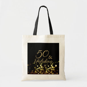 50 och Fabulous Black and Guld Birthday Tygkasse