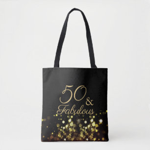 50 och Fabulous Black and Guld Birthday Tygkasse