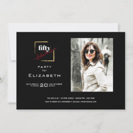 50 och Fabulous Black and Guld Photo Inbjudningar