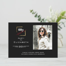 50 och Fabulous Black and Guld Photo Inbjudningar