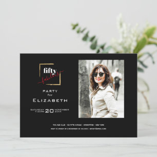 50 och Fabulous Black and Guld Photo Inbjudningar