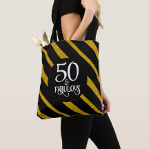 50 och Fabulous Black and Guld Tote Bag