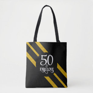 50 och Fabulous Black and Guld Tote Bag Tygkasse