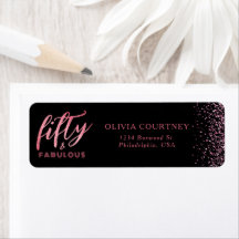 50 och Fabulous Black and Rosa Glitter Birthday