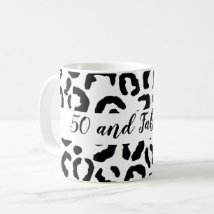 50 och Fabulous Black and White Cheetah Print Kaffemugg