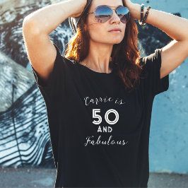 50 och Fabulous Black and White Typography-Elegant T Shirt