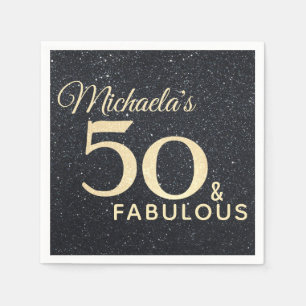 50 och Fabulous Black Guld 50 Birthday Pappersservett