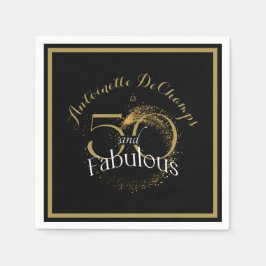50 och Fabulous Black Guld 50:e Födelsedagsfesten Pappersservett