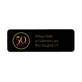 50 och Fabulous Black Guld and Rosa Returadress Returadress Etikett