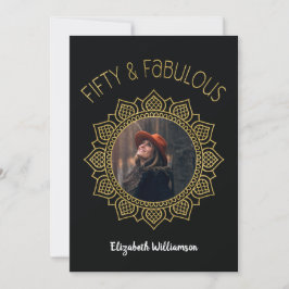 50 och Fabulous Black Guld Elegant Party Inbjudningar