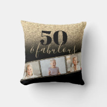 50 och Fabulous Black & Guld Faux Glitter Photo
