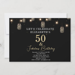 50 och Fabulous Black med String Ljus Inbjudningar