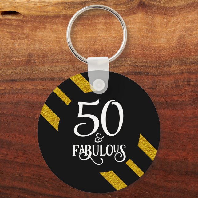 50 och Fabulous Black och Guld Nyckelring (Framsida)
