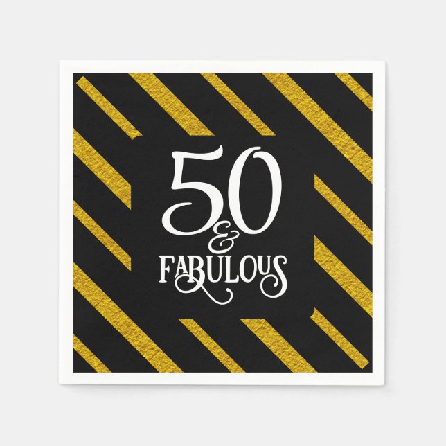 50 och Fabulous Black och Guld Pappersservett (Framsidan)