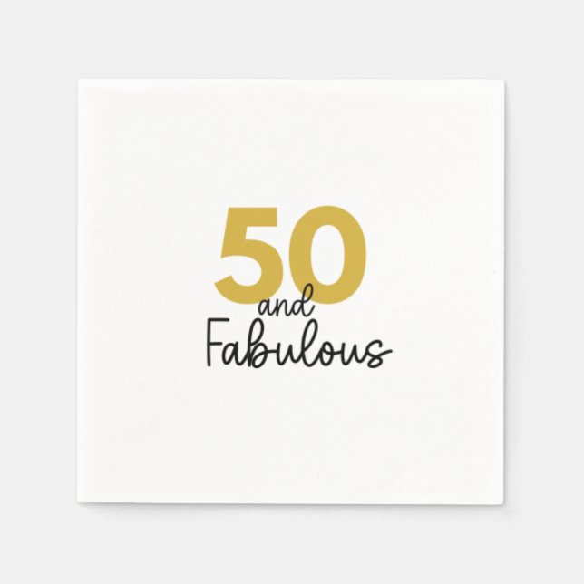 50 och Fabulous Black och Guld Pappersservett (Framsidan)