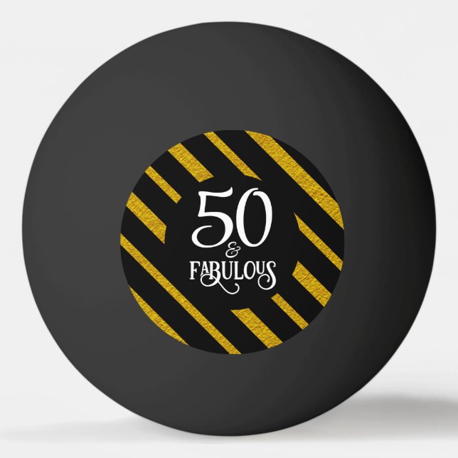 50 och Fabulous Black och Guld Pingisboll (Framsidan)