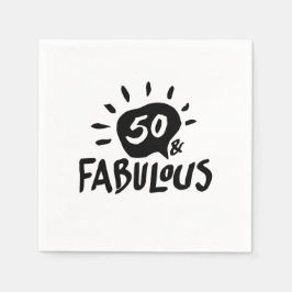 50 och Fabulous Black/White 50 Birthday Napkin Pappersservett