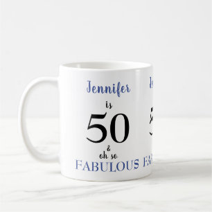 50 och Fabulous Blue and Black Namn Kaffemugg