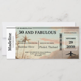 50 och Fabulous Boarding Pass Tropical Birthday