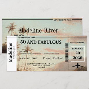 50 och Fabulous Boarding Pass Tropical Birthday