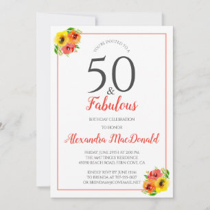 50 och Fabulous Bright Blommigt 50:e Födelsedagsfe