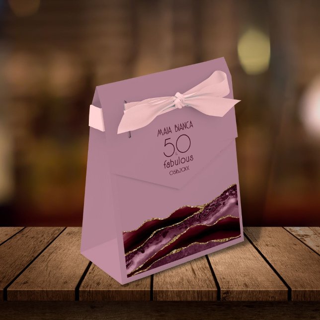 50 och Fabulous Burgundy Rosa Agate 50:e födelseda Presentaskar (Skapare uppladdad)