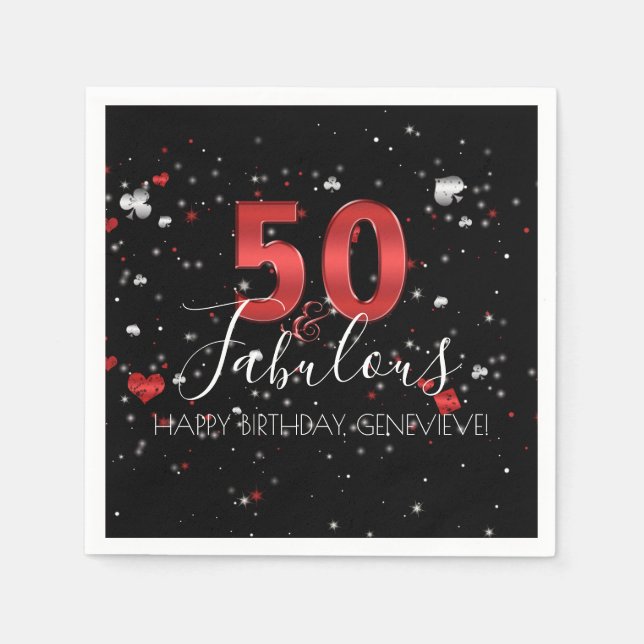 50 och Fabulous | Casino Vegas Birthday Pappersservett (Framsidan)