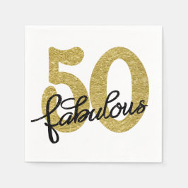 50 och Fabulous | Classy Guld Black and White Pappersservett