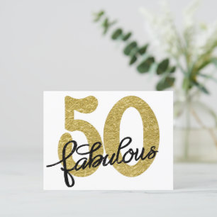 50 och Fabulous Classy Guld Black and White Vykort