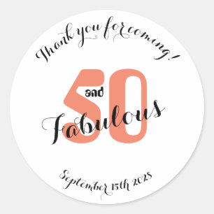 50 och Fabulous Coral 50:e födelsedag för Runt Klistermärke
