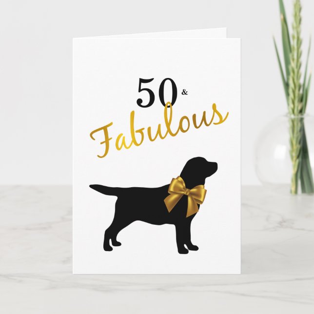 50 och Fabulous - Cute Hund - 50:e födelsedagen Kort (Framsida)
