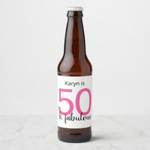 50 och Fabulous Dam 50:e Födelsedagsfesten Ölflaska Etikett