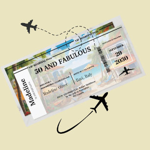 50 och Fabulous Destination Boarding Pass Birthday