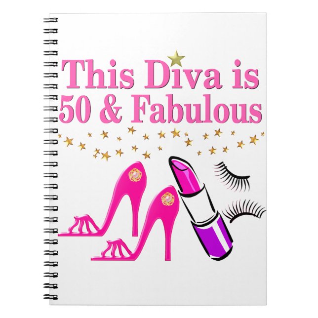 50 OCH FABULOUS DIVA ANTECKNINGSBOK MED SPIRAL (Framsidan)