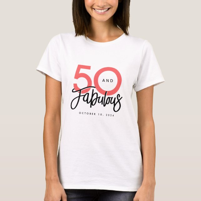 50 och Fabulous Elegant 50:e födelsedagen T Shirt (Framsida)