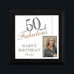 50 och Fabulous Elegant 50:e födelsedagsfoto Minnesask<br><div class="desc">50 och Fabulous Elegant 50:e födelsedagsfoto. Lägg till ditt namn och din bild.</div>